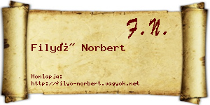 Filyó Norbert névjegykártya